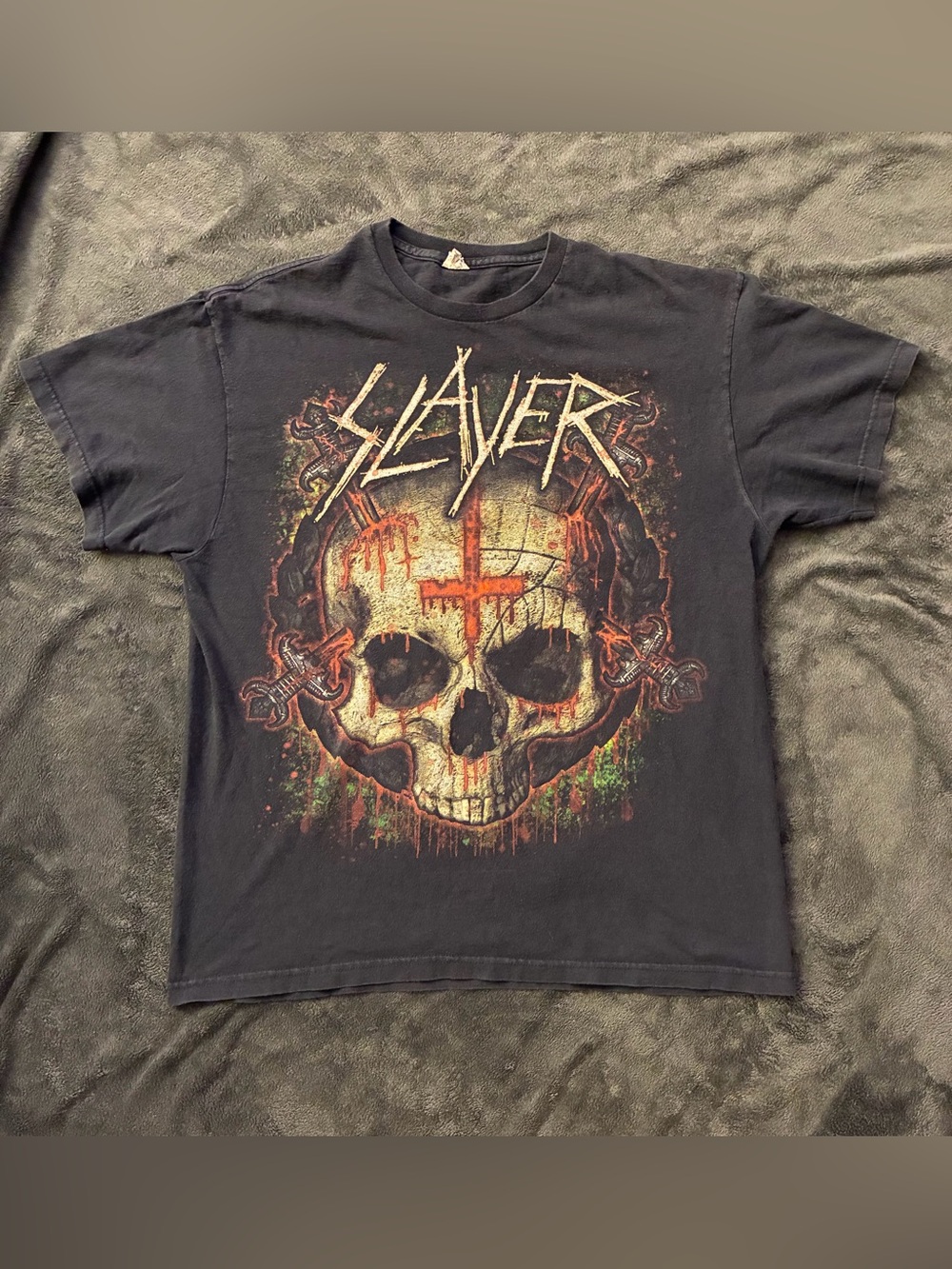 Slayer Graphic Skull Band Tee - Black